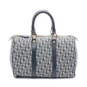 Christian Dior Trotter Tote Bag Leather Navy Blue